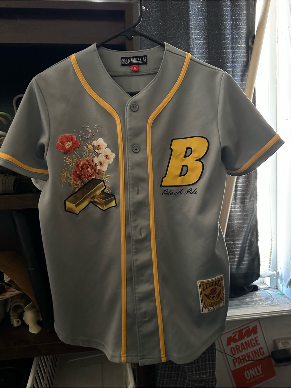 Boys' Grey & Yellow Baseball Jersey - 'B' Patch